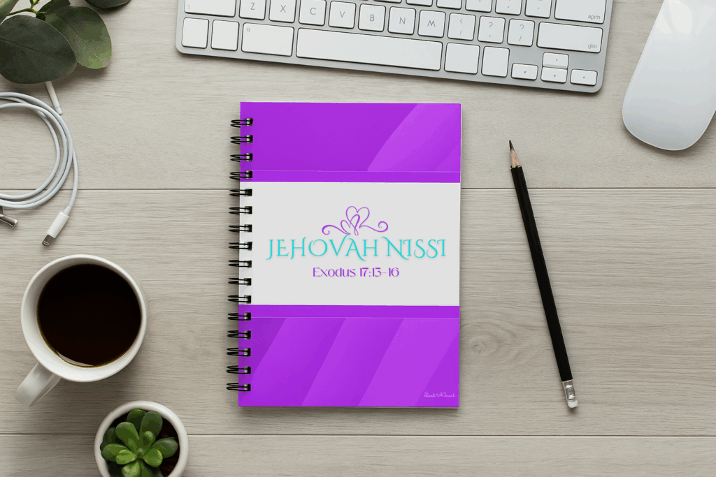 JEHOVA NISSI - Purple Paradise theme - lifestyle image with notebook